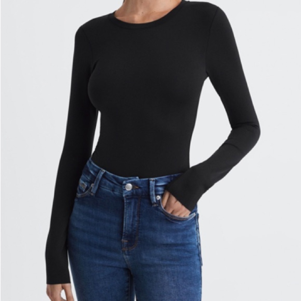 Good American black crew neck bodysuit